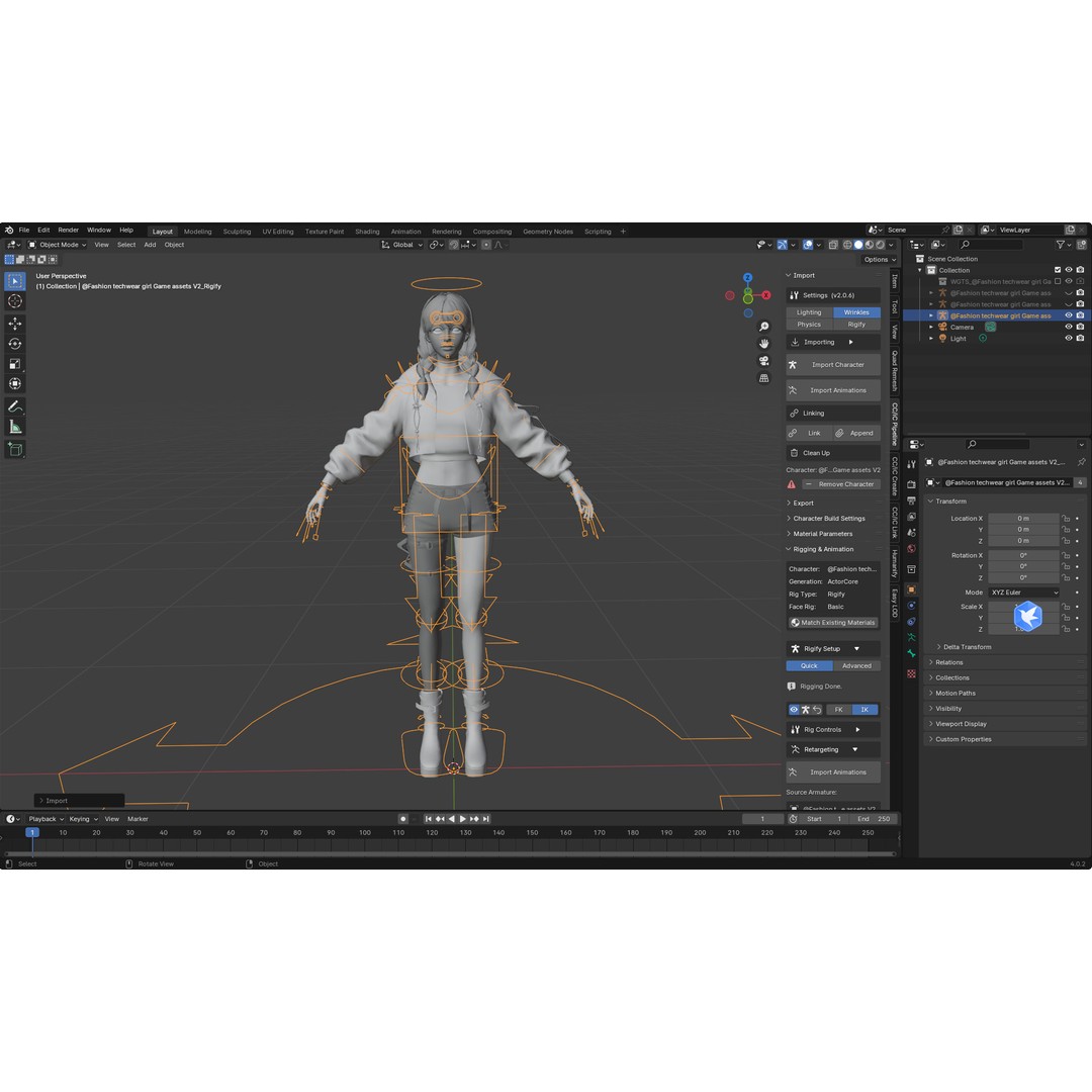 Rigged Female Techwear Character 3D Model – Low Poly Game Asset, FBX - View 5
