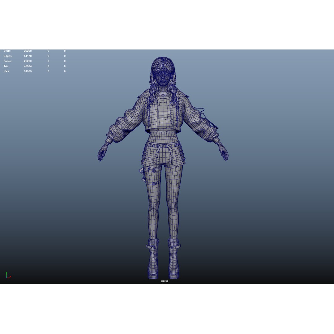 Rigged Female Techwear Character 3D Model – Low Poly Game Asset, FBX - View 6