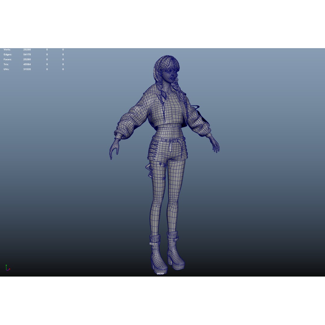 Rigged Female Techwear Character 3D Model – Low Poly Game Asset, FBX - View 7