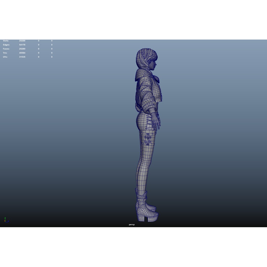 Rigged Female Techwear Character 3D Model – Low Poly Game Asset, FBX - View 8
