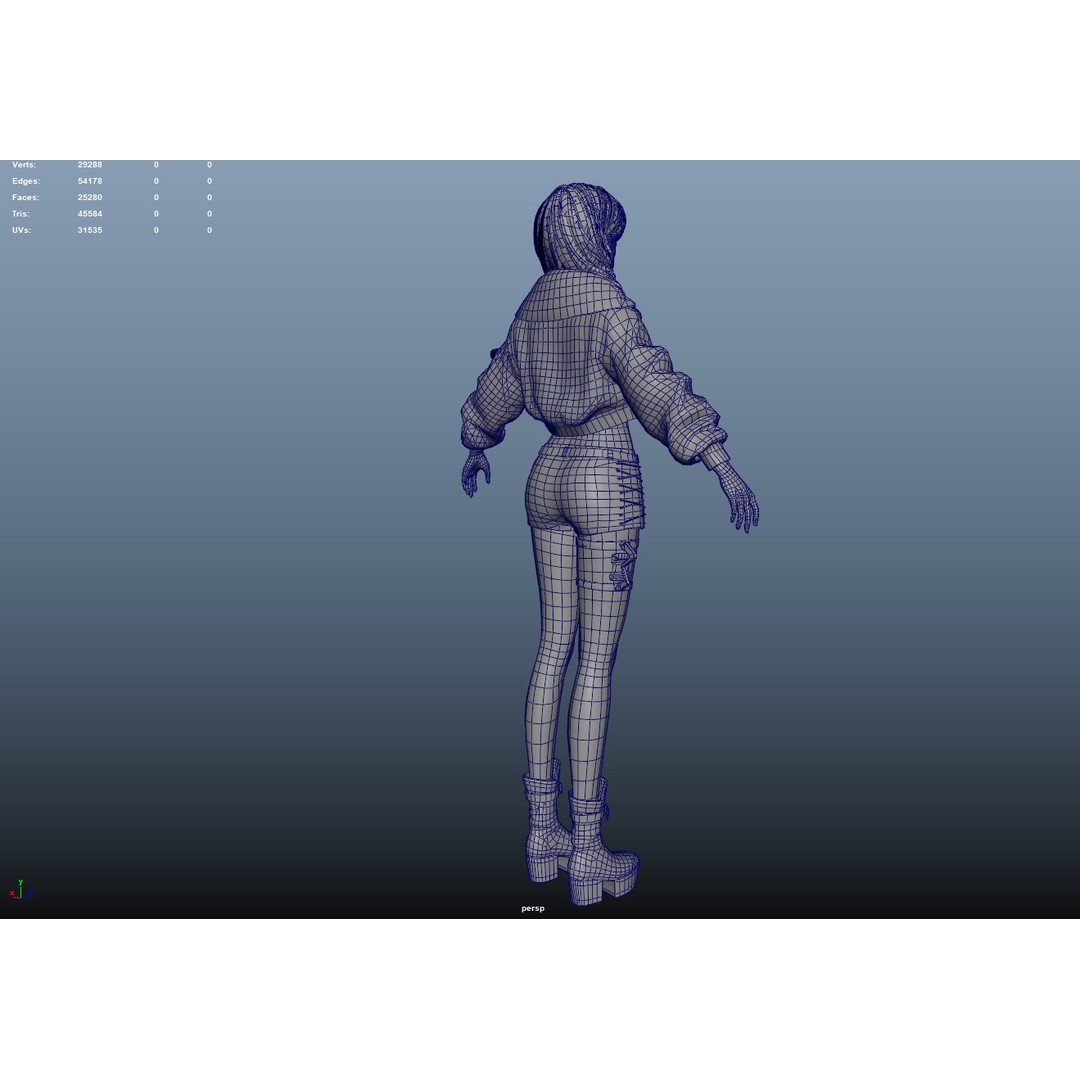 Rigged Female Techwear Character 3D Model – Low Poly Game Asset, FBX - View 9