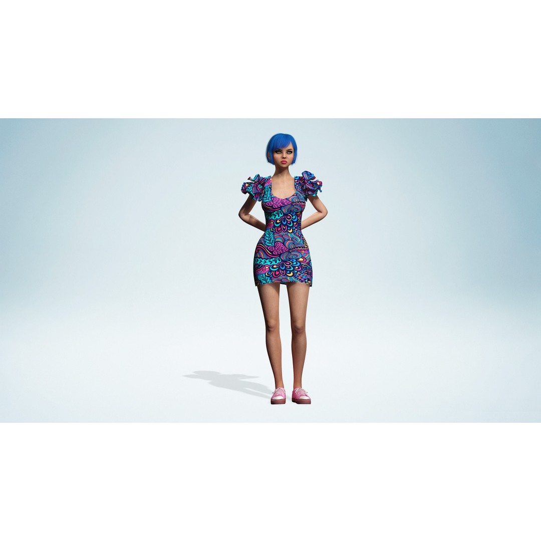 Stylized Girl 3D Model – Realistic Low-Poly Character with Rigging, FBX - View 10