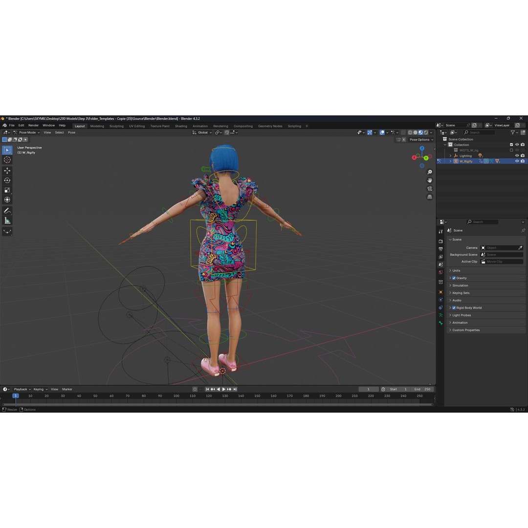 Stylized Girl 3D Model – Realistic Low-Poly Character with Rigging, FBX - View 16