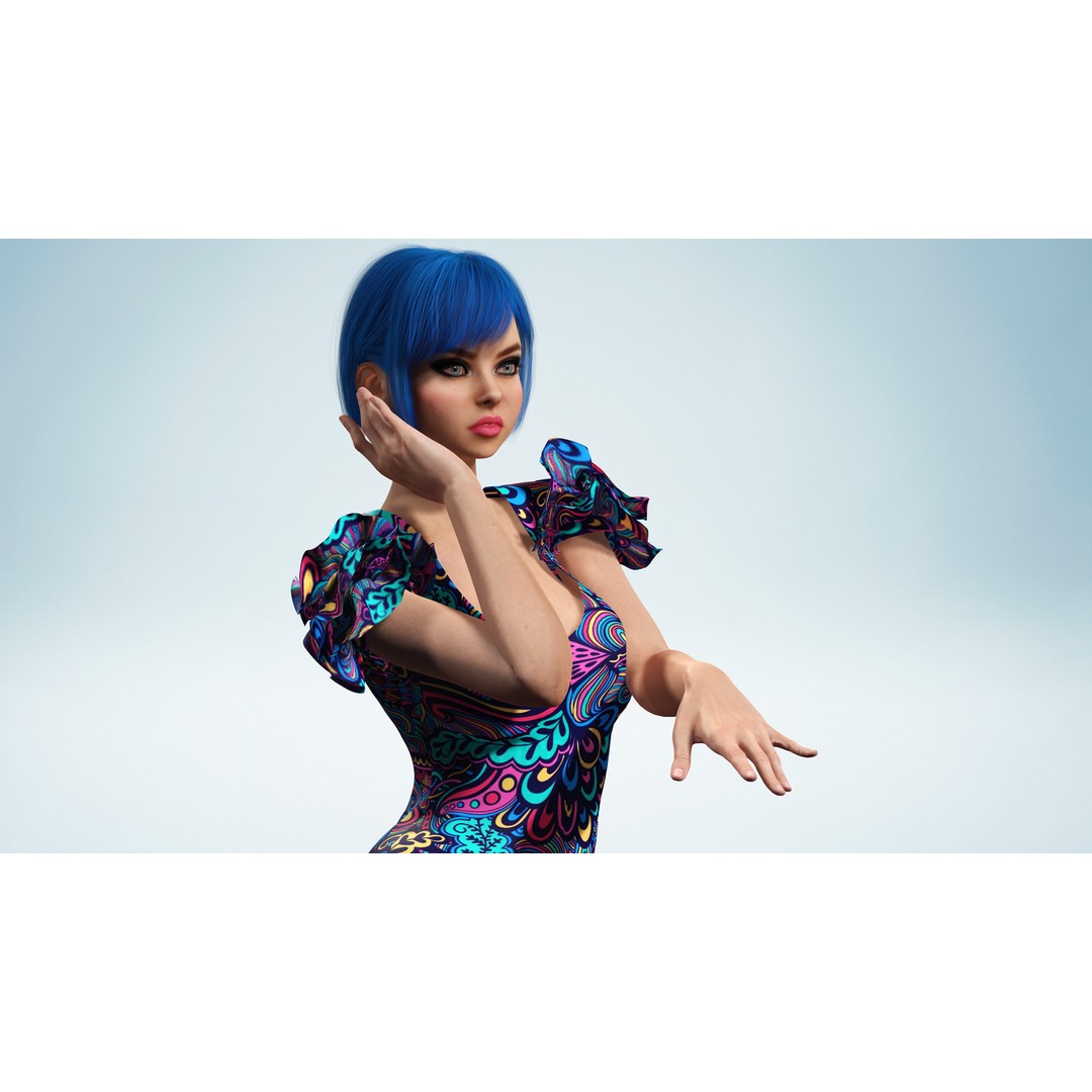 Stylized Girl 3D Model – Realistic Low-Poly Character with Rigging, FBX - View 3