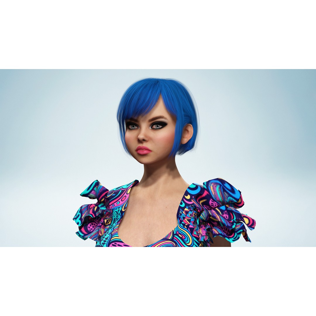 Stylized Girl 3D Model – Realistic Low-Poly Character with Rigging, FBX - View 7