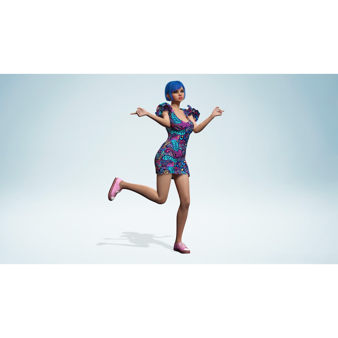 Stylized Girl 3D Model – Realistic Low-Poly Character with Rigging, FBX - View 9