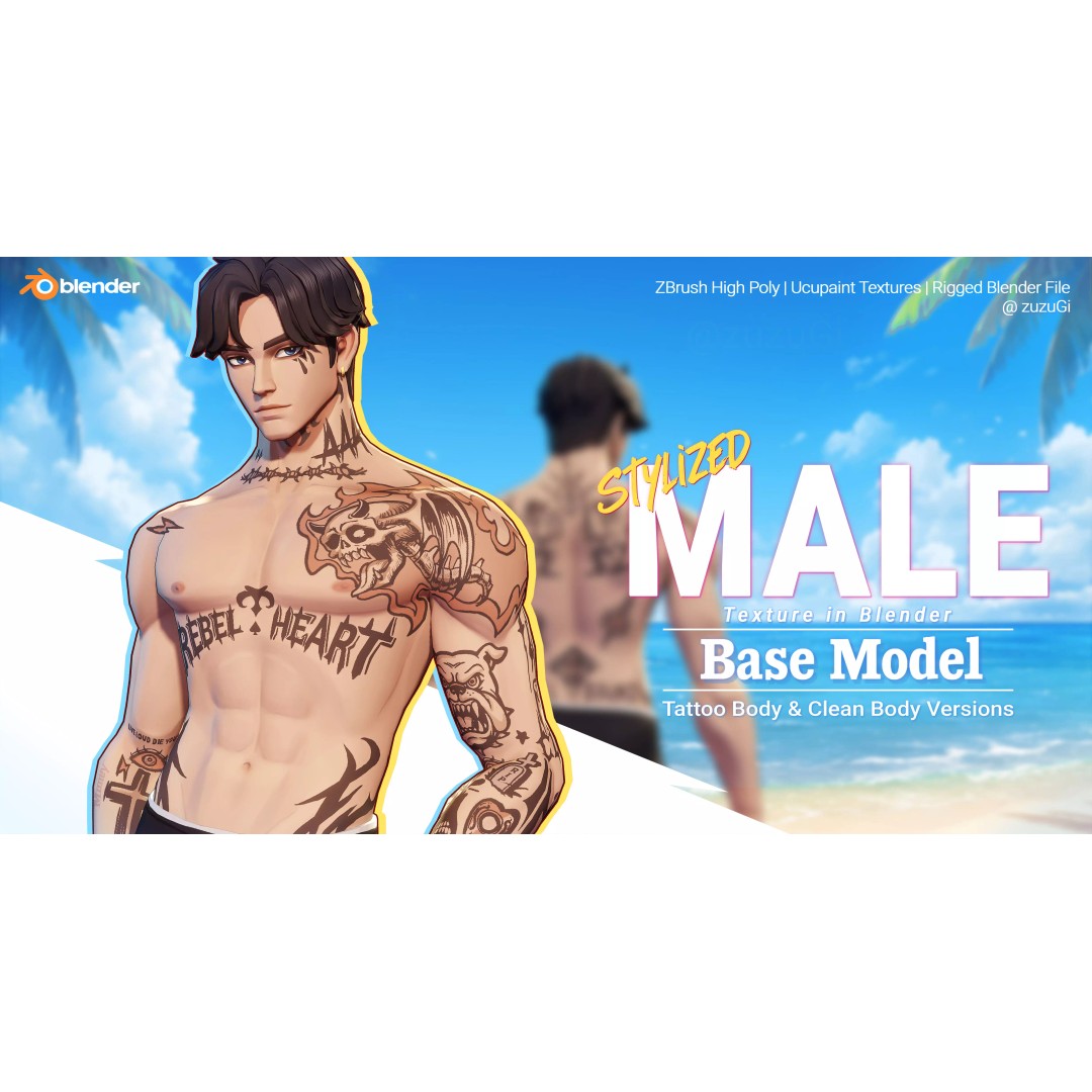 Stylized Kpop Boy Character 3D Model – Low Poly Rigged Asset, Blender - View 3