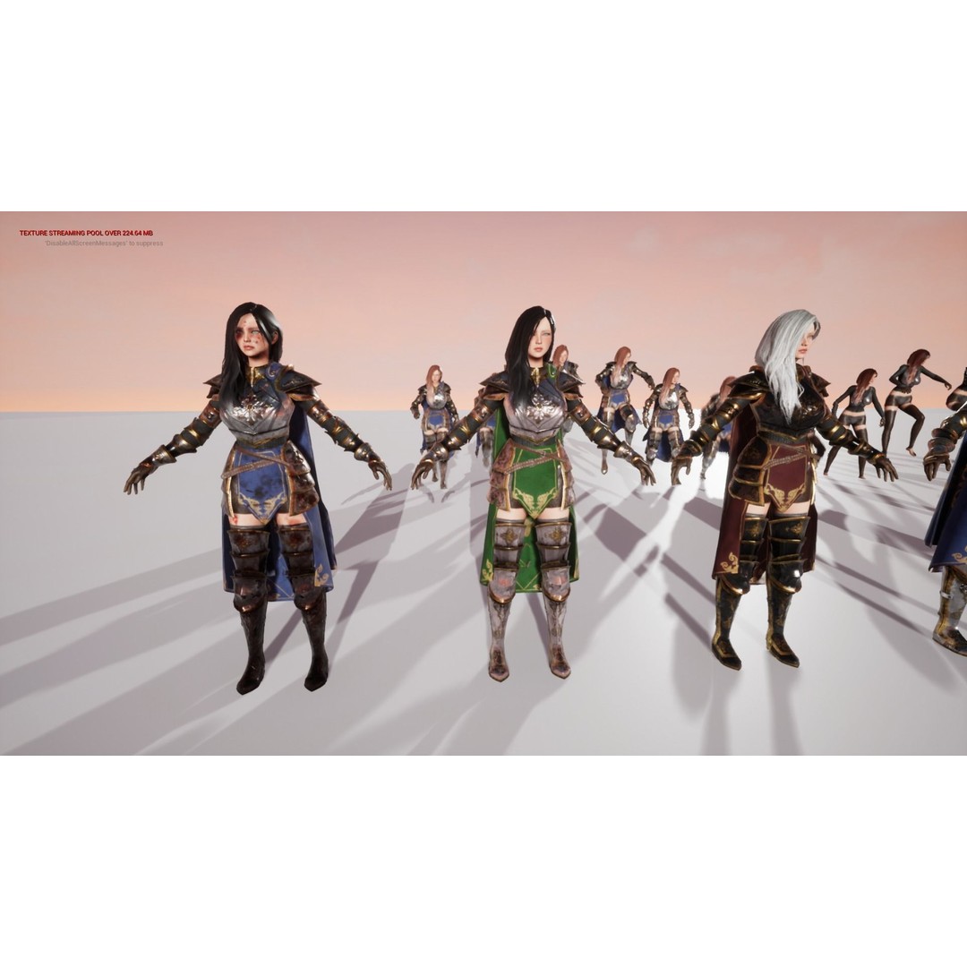 Knight Lady Kira 3D Model – Low Poly Rigged Character for Games