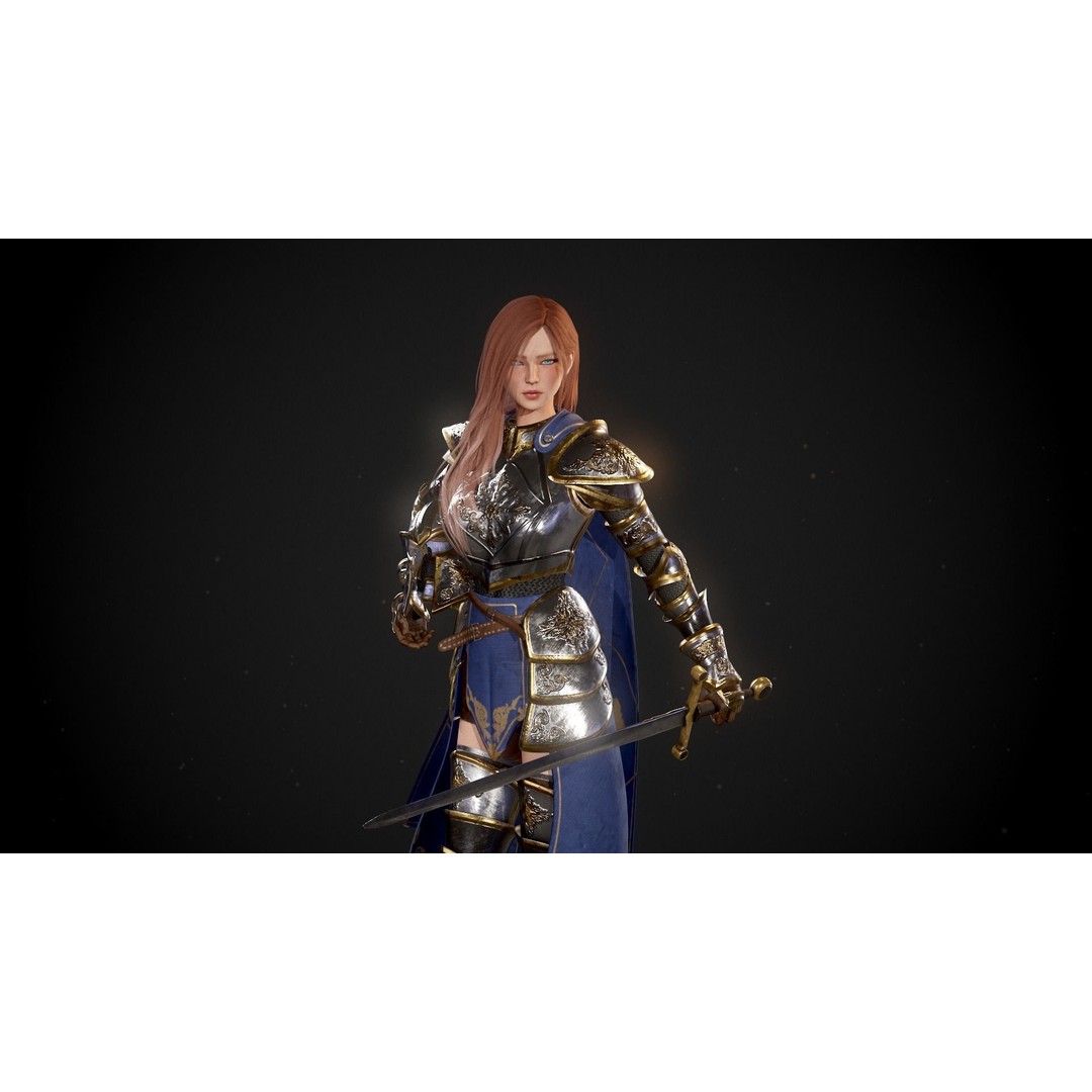 Knight Lady Kira 3D Model – Low Poly Rigged Character for Games - View 15