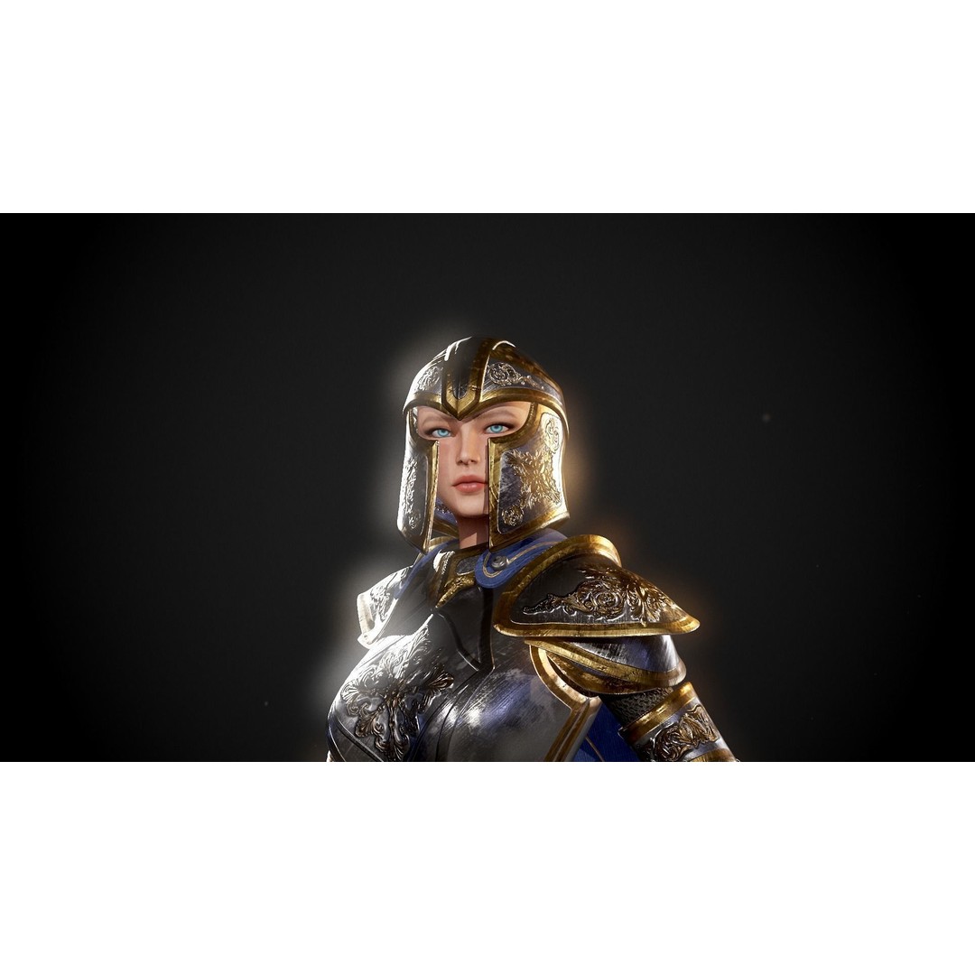 Knight Lady Kira 3D Model – Low Poly Rigged Character for Games - View 16