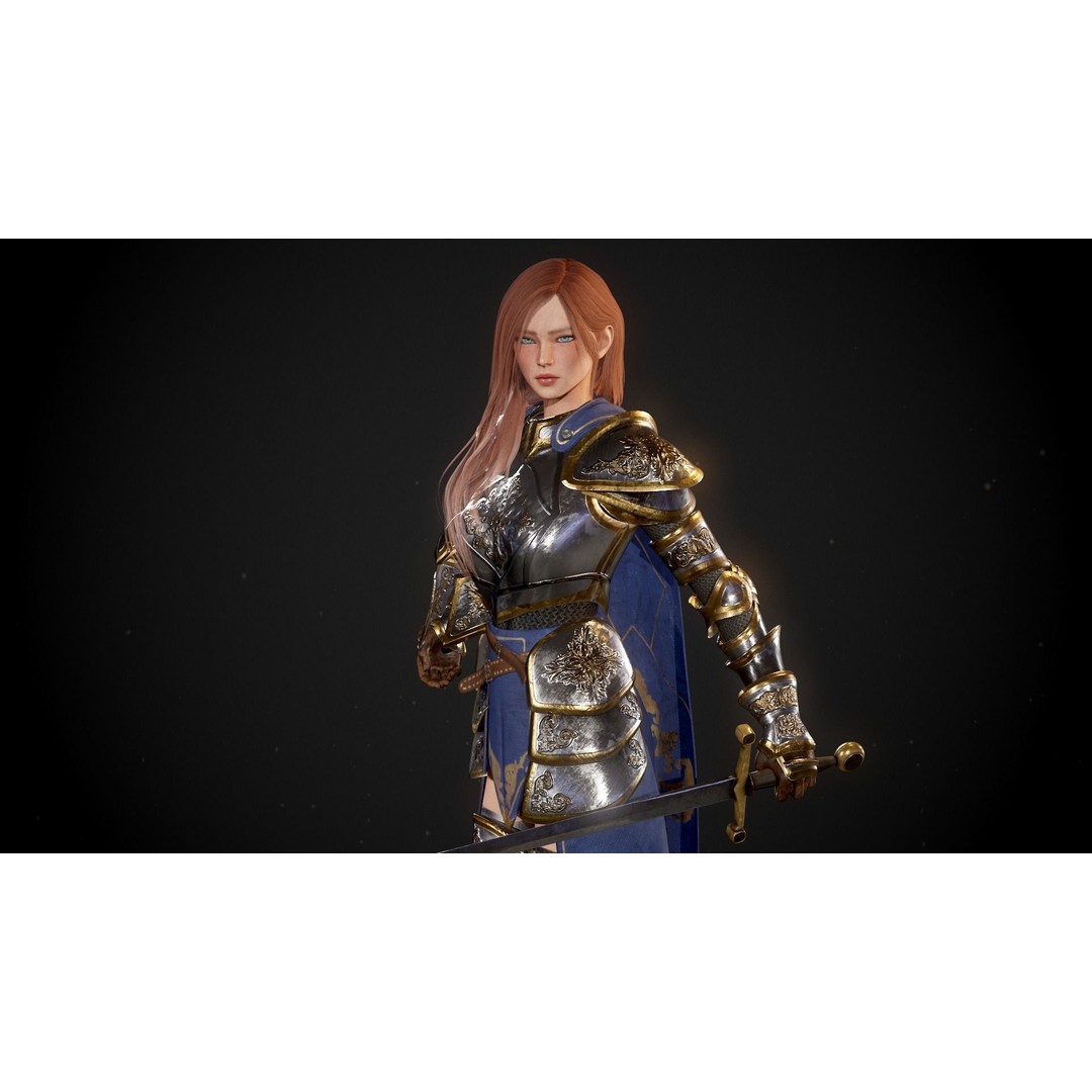 Knight Lady Kira 3D Model – Low Poly Rigged Character for Games - View 23