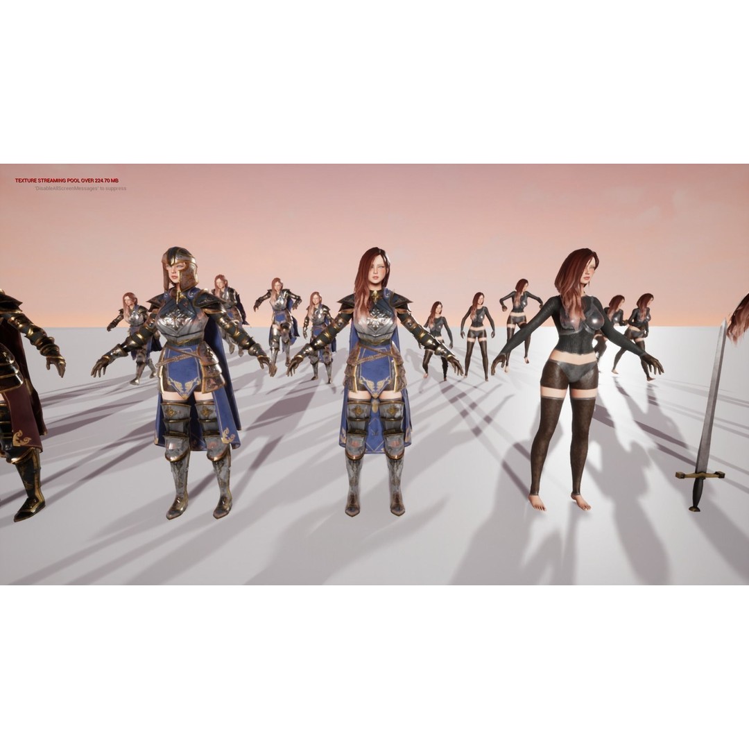 Knight Lady Kira 3D Model – Low Poly Rigged Character for Games - View 29