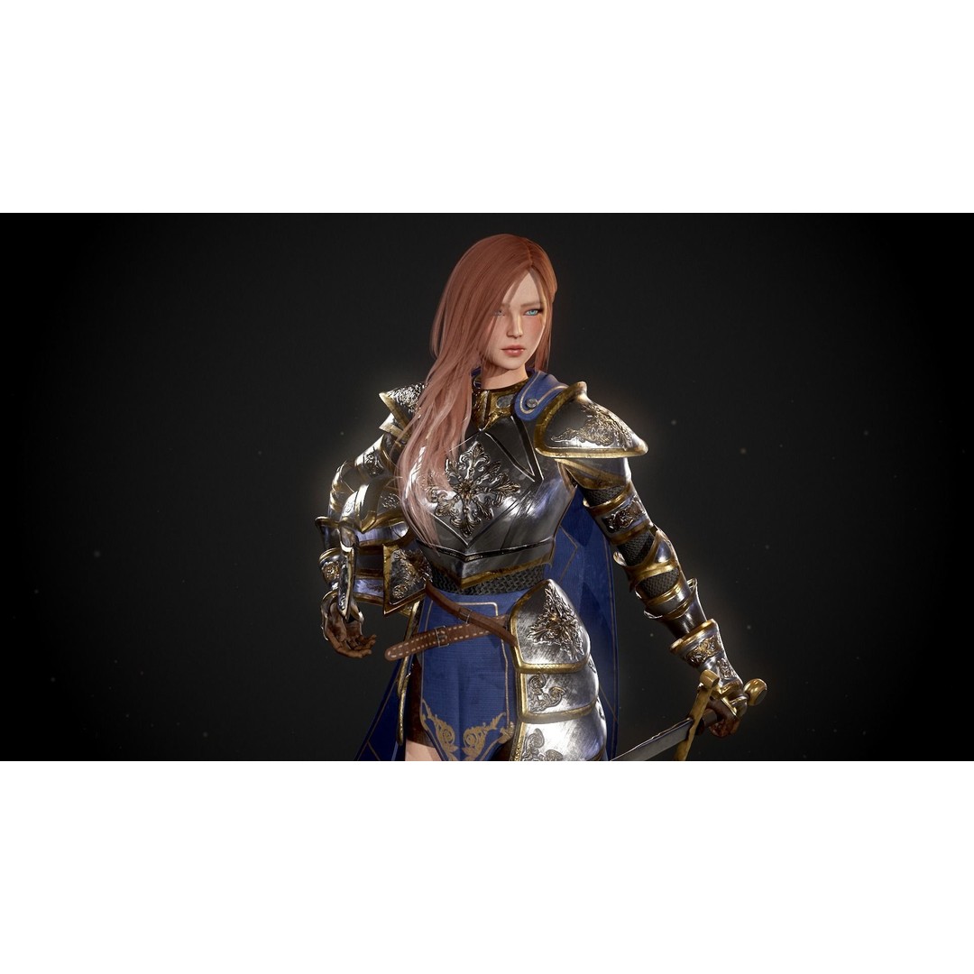 Knight Lady Kira 3D Model – Low Poly Rigged Character for Games - View 3