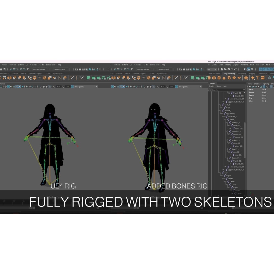 Knight Lady Kira 3D Model – Low Poly Rigged Character for Games - View 8