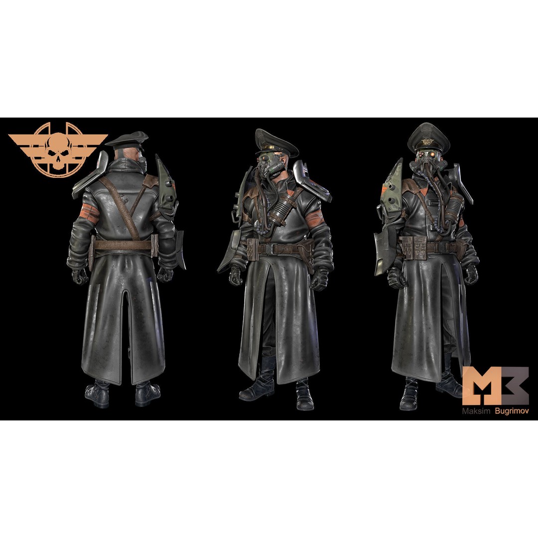 Dystopian General 3D Model – Low Poly Character, Game Ready, FBX - View 3