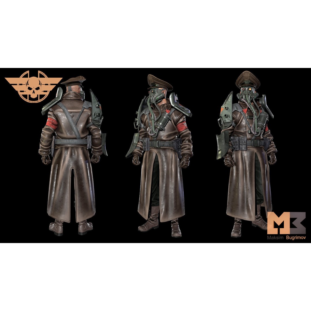 Dystopian General 3D Model – Low Poly Character, Game Ready, FBX - View 4