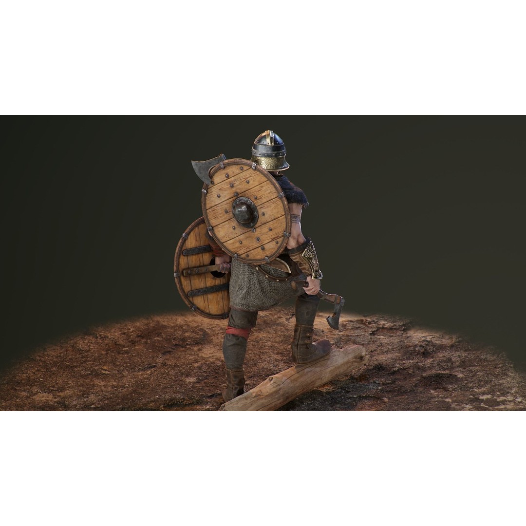 Bjorn Viking 3D Model – Low Poly Character, Rigged, PBR Textures - View 10