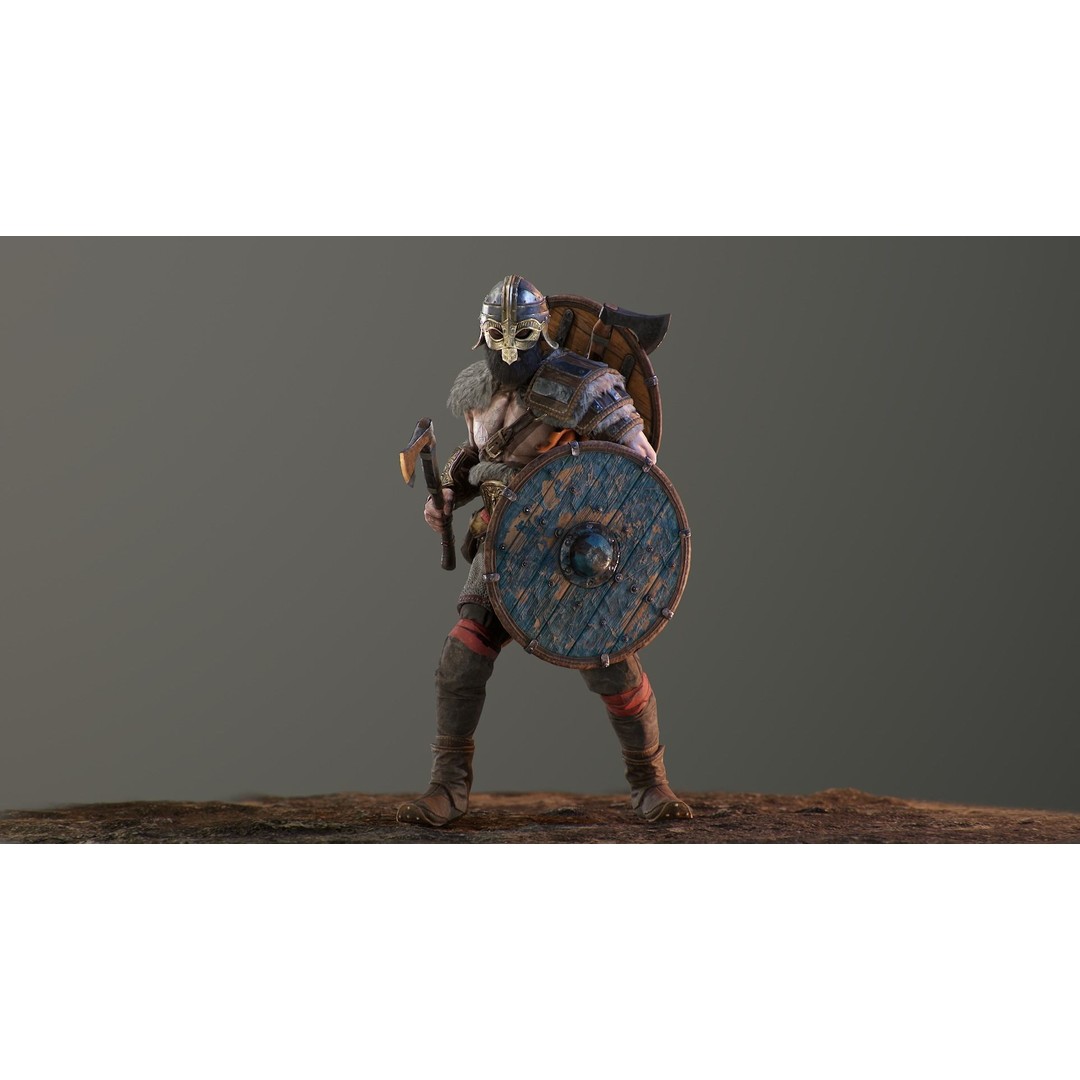 Bjorn Viking 3D Model – Low Poly Character, Rigged, PBR Textures - View 11