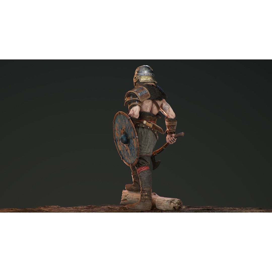 Bjorn Viking 3D Model – Low Poly Character, Rigged, PBR Textures - View 14