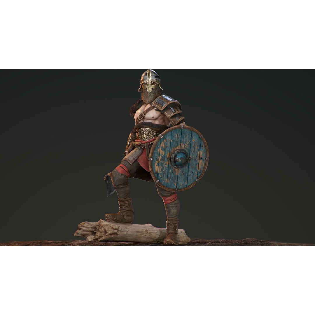 Bjorn Viking 3D Model – Low Poly Character, Rigged, PBR Textures - View 15