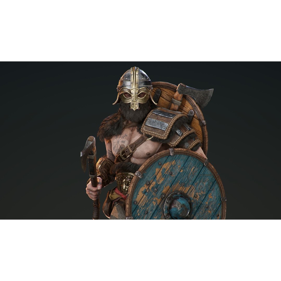 Bjorn Viking 3D Model – Low Poly Character, Rigged, PBR Textures - View 16