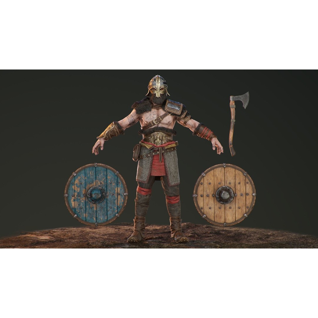 Bjorn Viking 3D Model – Low Poly Character, Rigged, PBR Textures - View 18