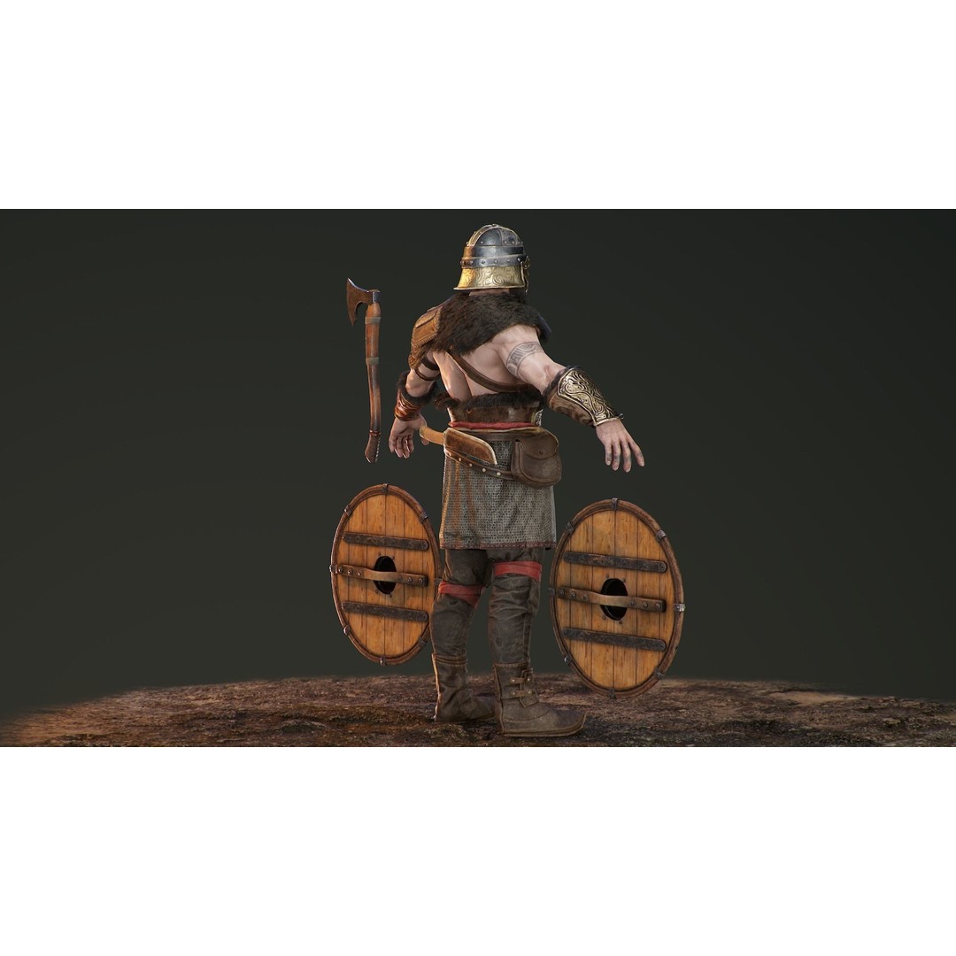 Bjorn Viking 3D Model – Low Poly Character, Rigged, PBR Textures - View 21