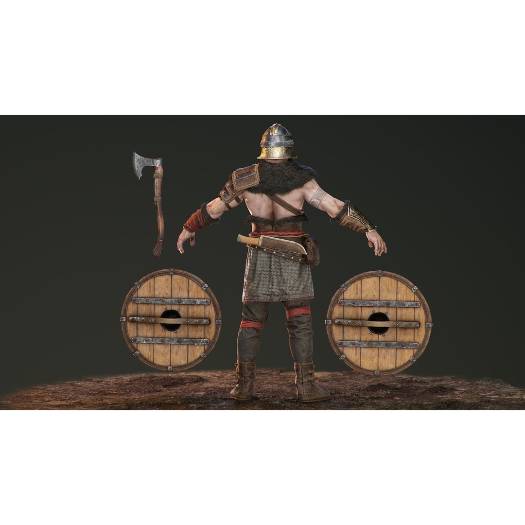 Bjorn Viking 3D Model – Low Poly Character, Rigged, PBR Textures - View 22
