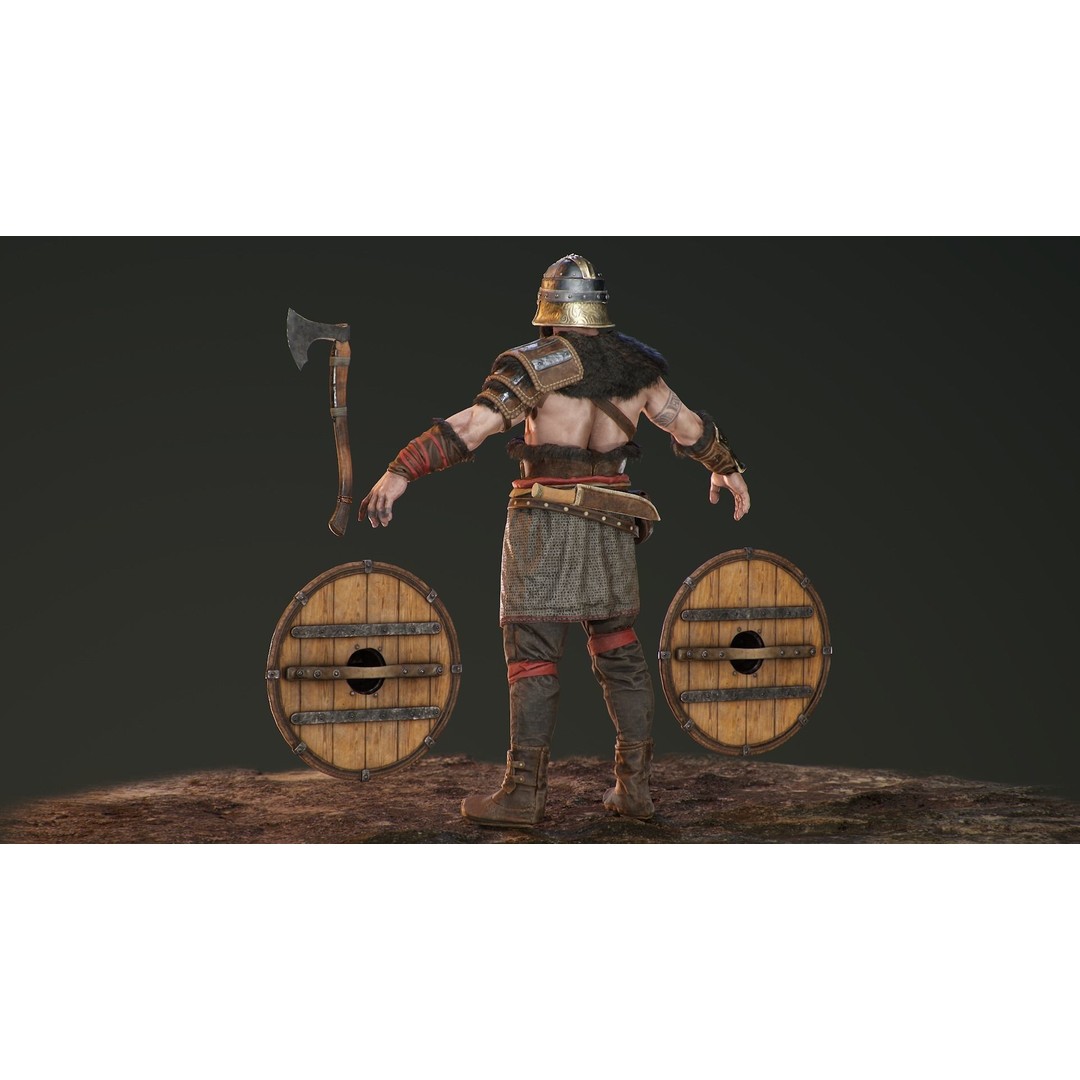 Bjorn Viking 3D Model – Low Poly Character, Rigged, PBR Textures - View 23