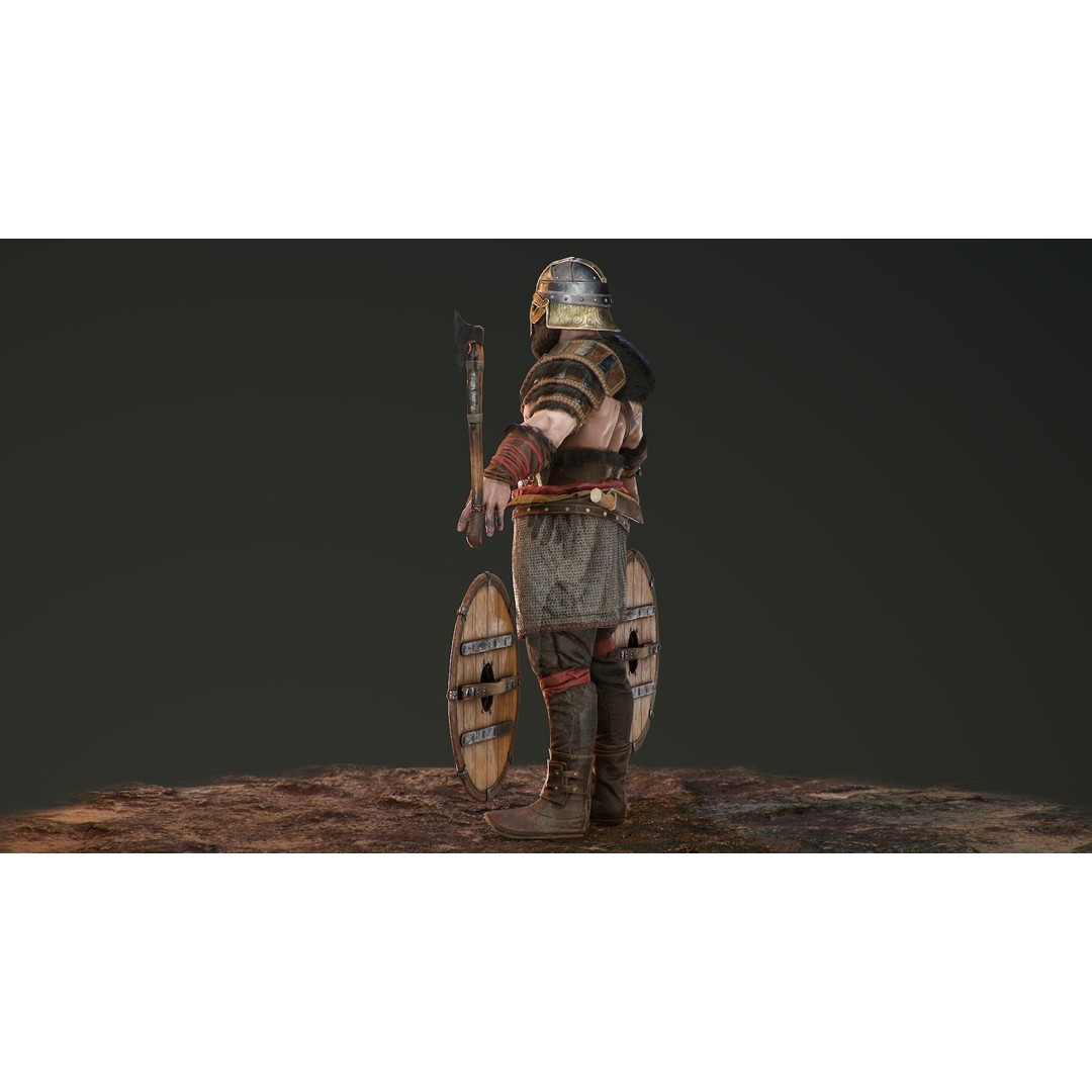 Bjorn Viking 3D Model – Low Poly Character, Rigged, PBR Textures - View 24