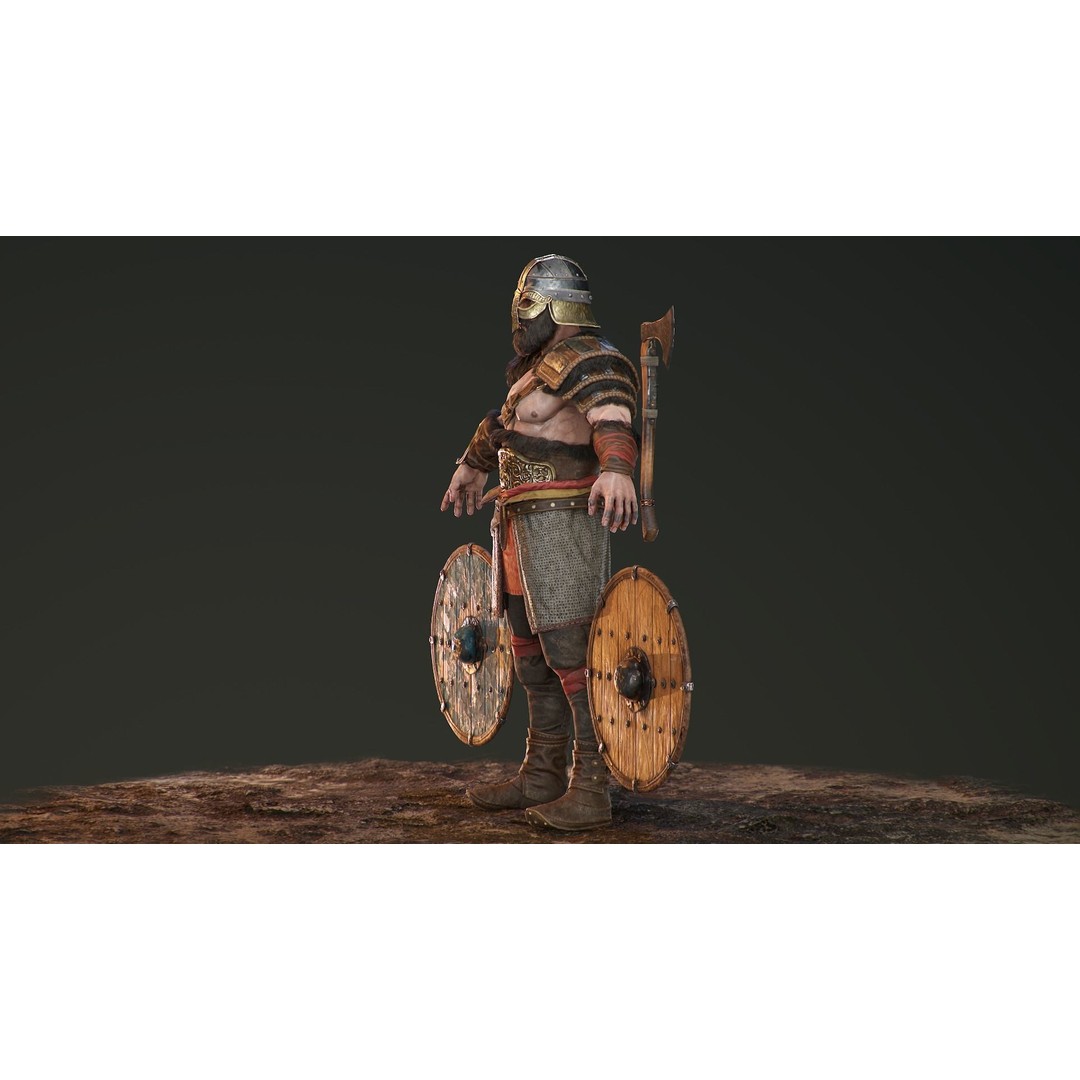 Bjorn Viking 3D Model – Low Poly Character, Rigged, PBR Textures - View 25