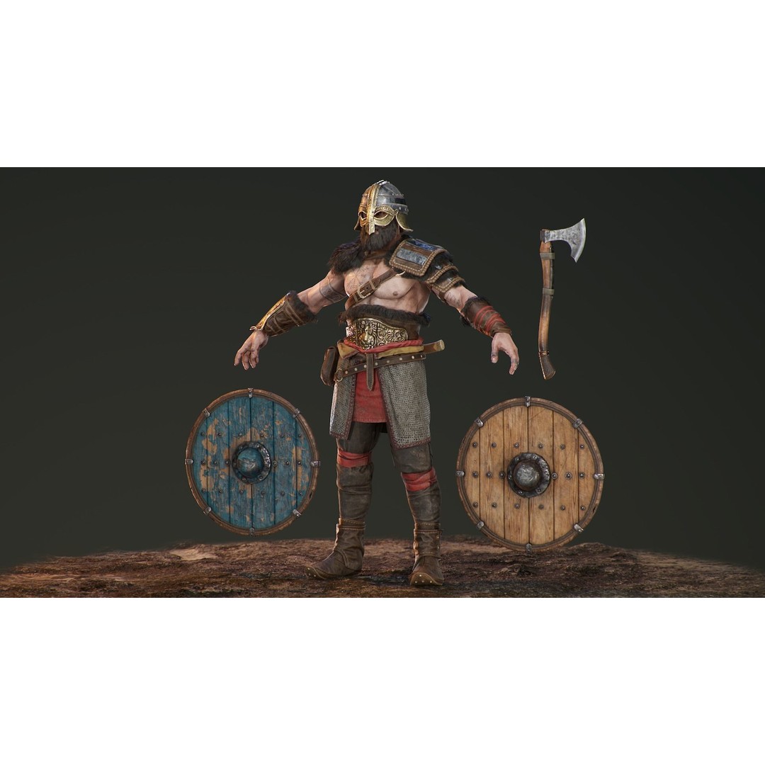 Bjorn Viking 3D Model – Low Poly Character, Rigged, PBR Textures - View 26