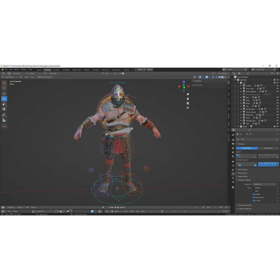 Bjorn Viking 3D Model – Low Poly Character, Rigged, PBR Textures - View 30