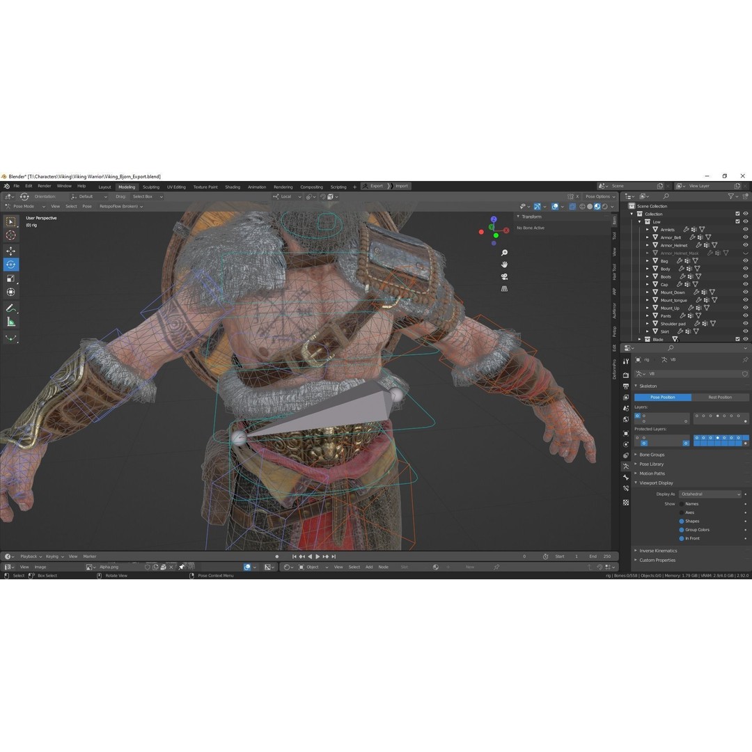 Bjorn Viking 3D Model – Low Poly Character, Rigged, PBR Textures - View 34