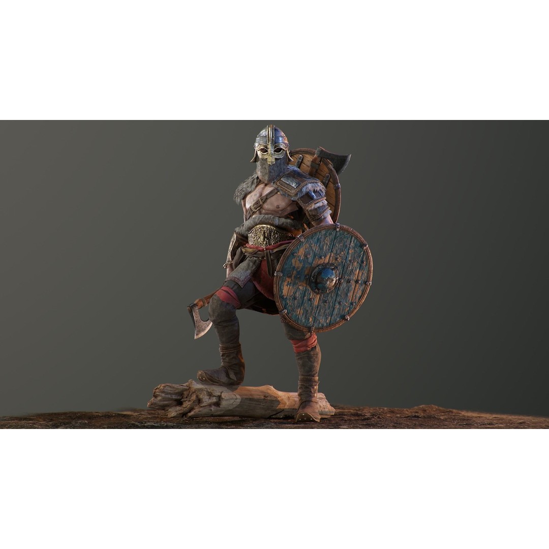 Bjorn Viking 3D Model – Low Poly Character, Rigged, PBR Textures - View 5