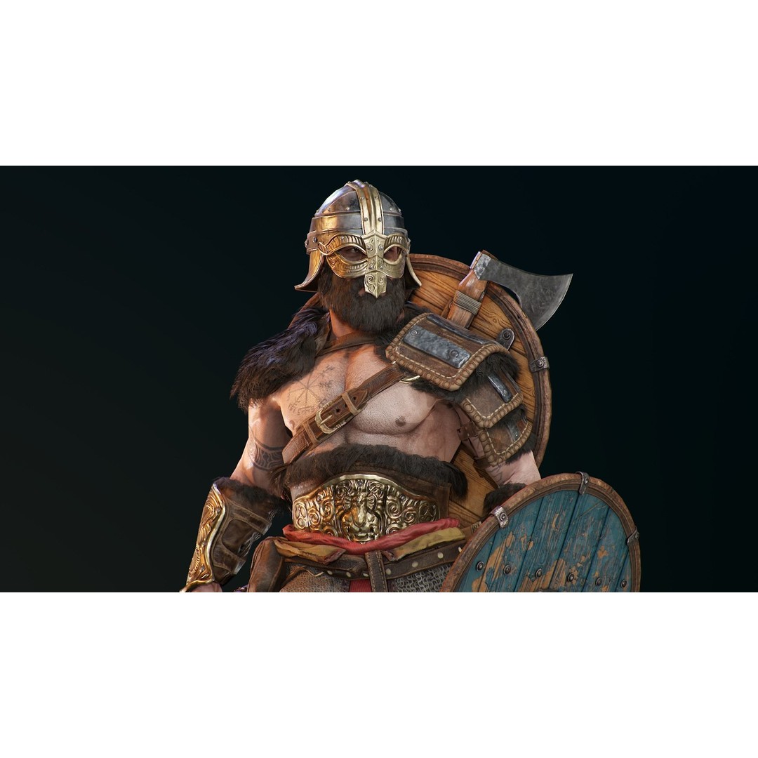 Bjorn Viking 3D Model – Low Poly Character, Rigged, PBR Textures - View 6