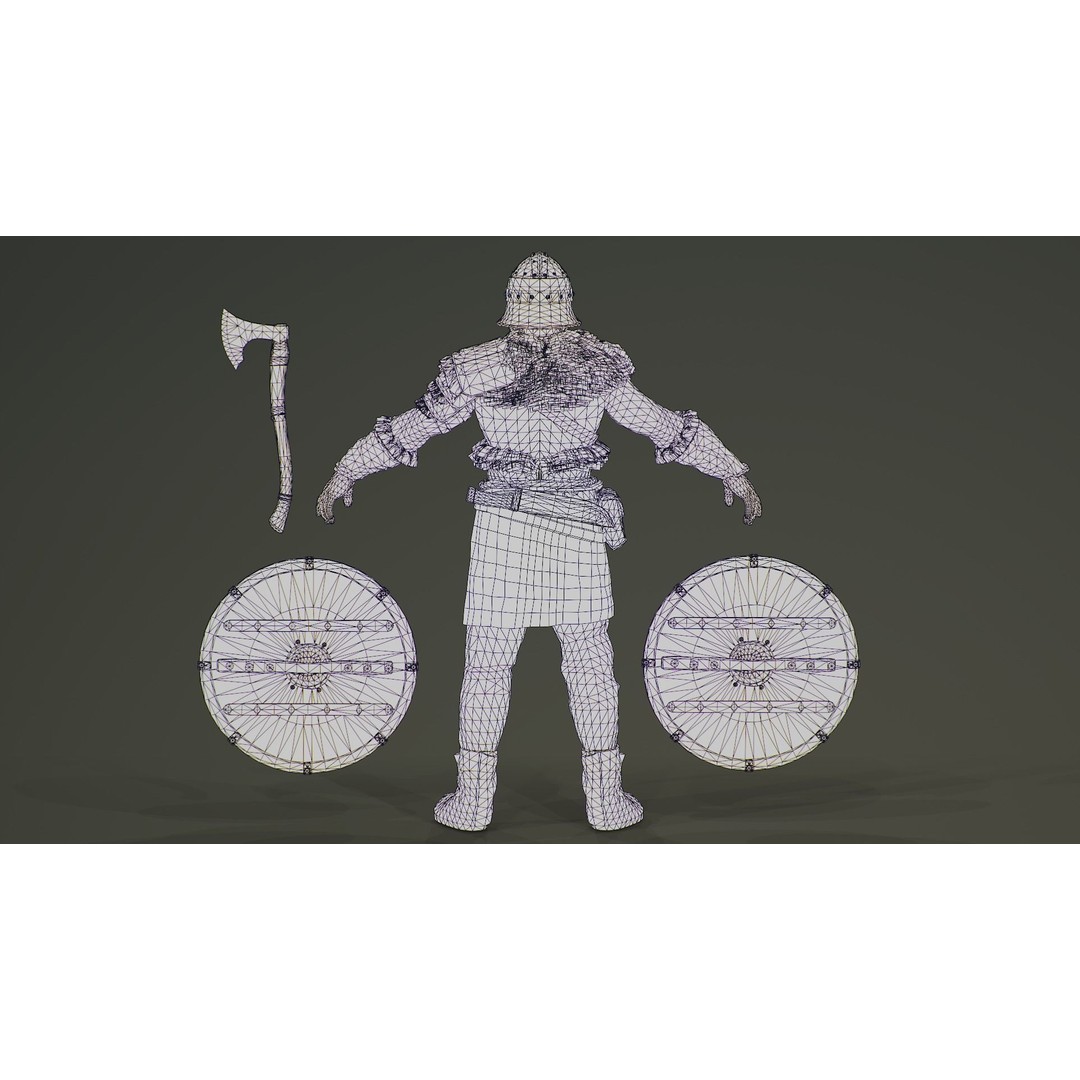 Bjorn Viking 3D Model – Low Poly Character, Rigged, PBR Textures - View 7