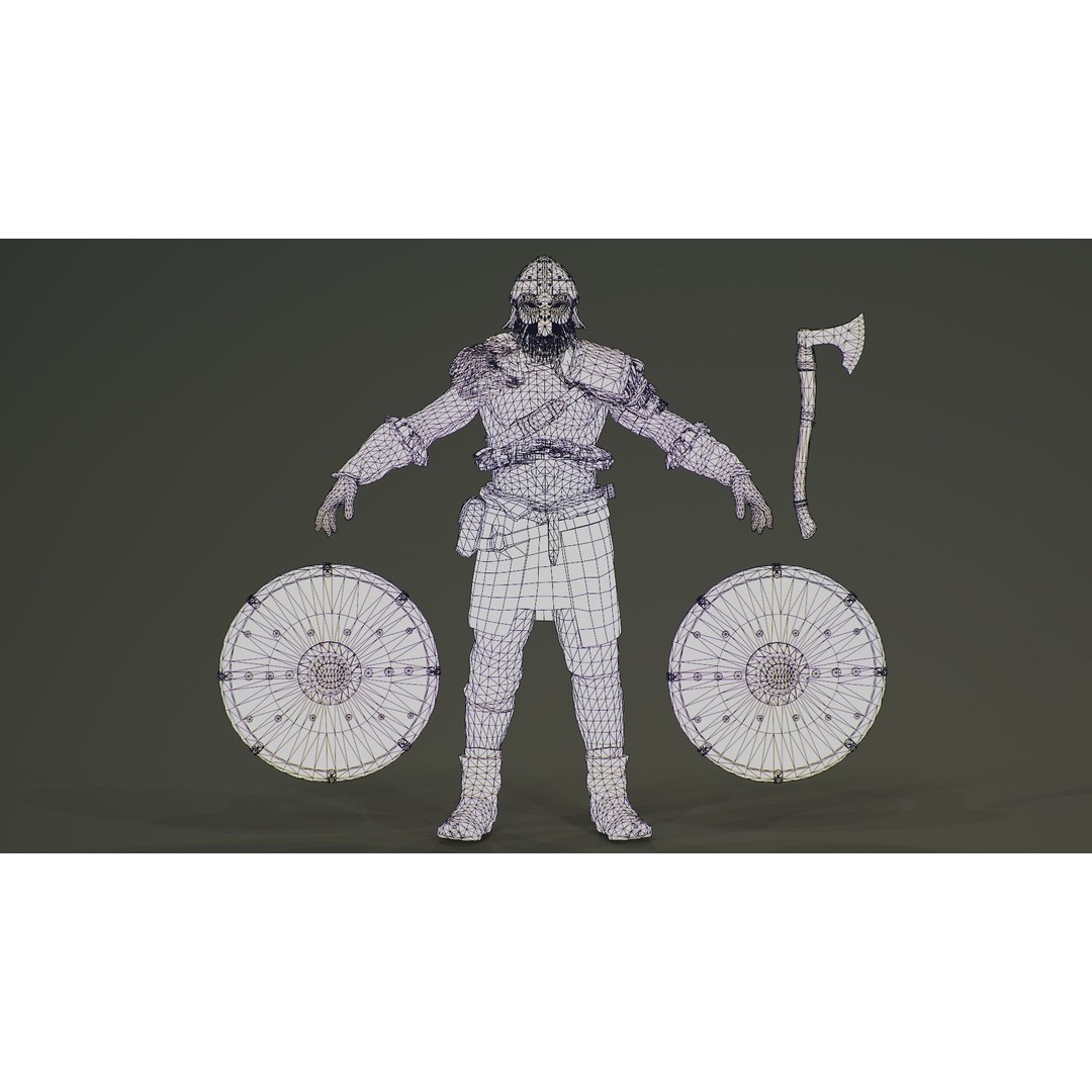 Bjorn Viking 3D Model – Low Poly Character, Rigged, PBR Textures - View 9