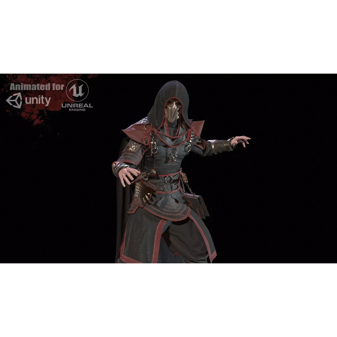 Dark Mage 3D Model – Low Poly Character with Animations, FBX - View 2
