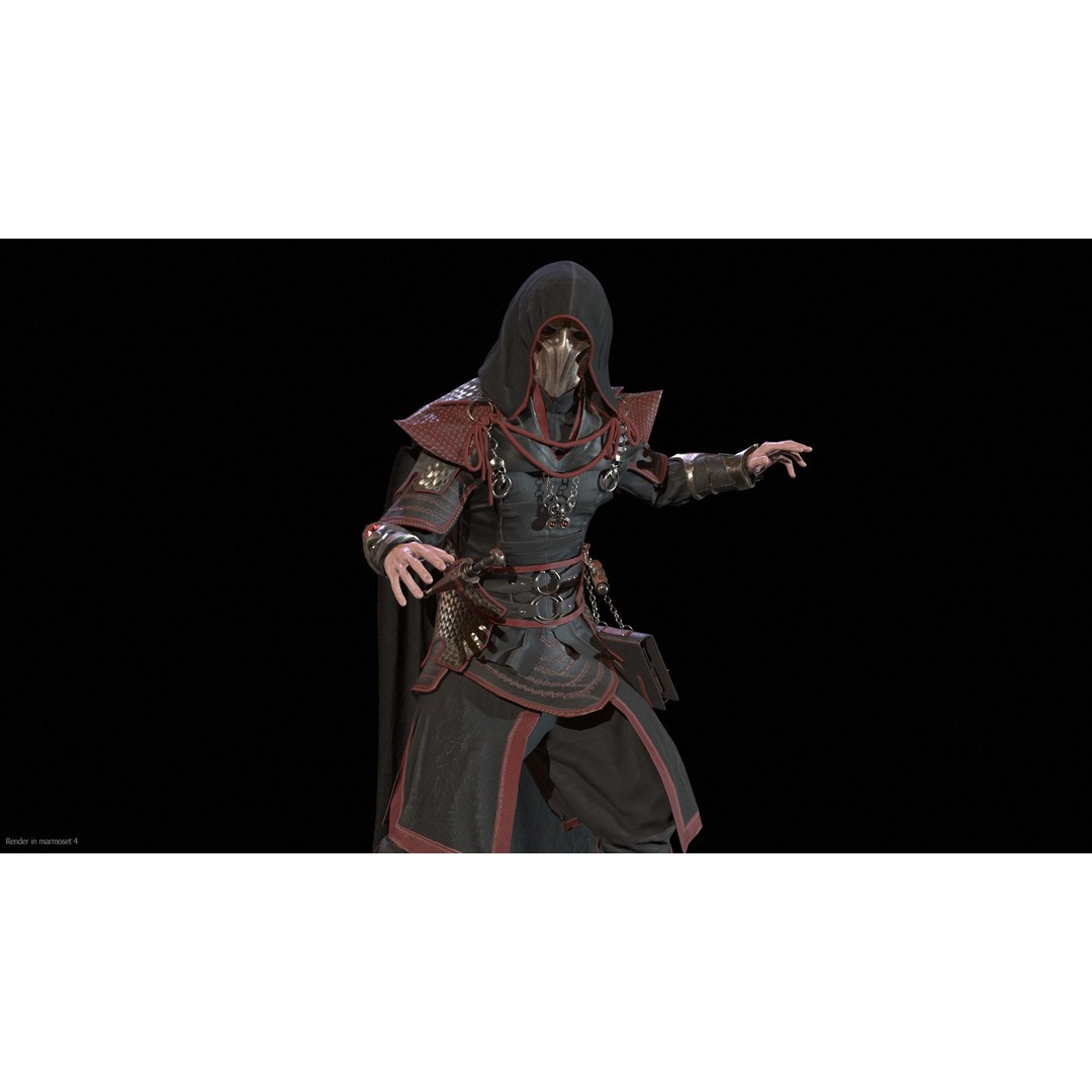 Dark Mage 3D Model – Low Poly Character with Animations, FBX - View 3