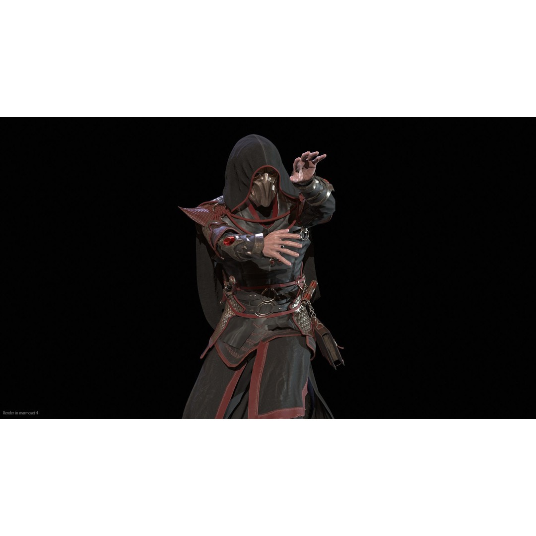 Dark Mage 3D Model – Low Poly Character with Animations, FBX - View 6