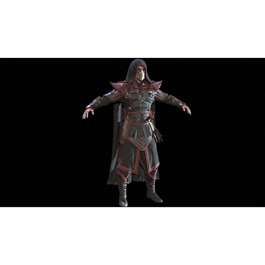 Dark Mage 3D Model – Low Poly Character with Animations, FBX - View 7
