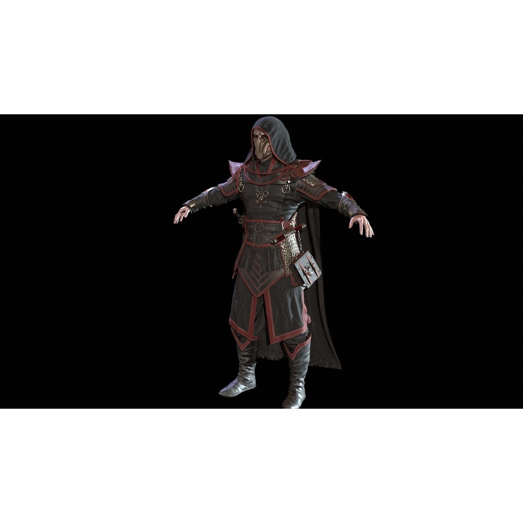 Dark Mage 3D Model – Low Poly Character with Animations, FBX - View 9