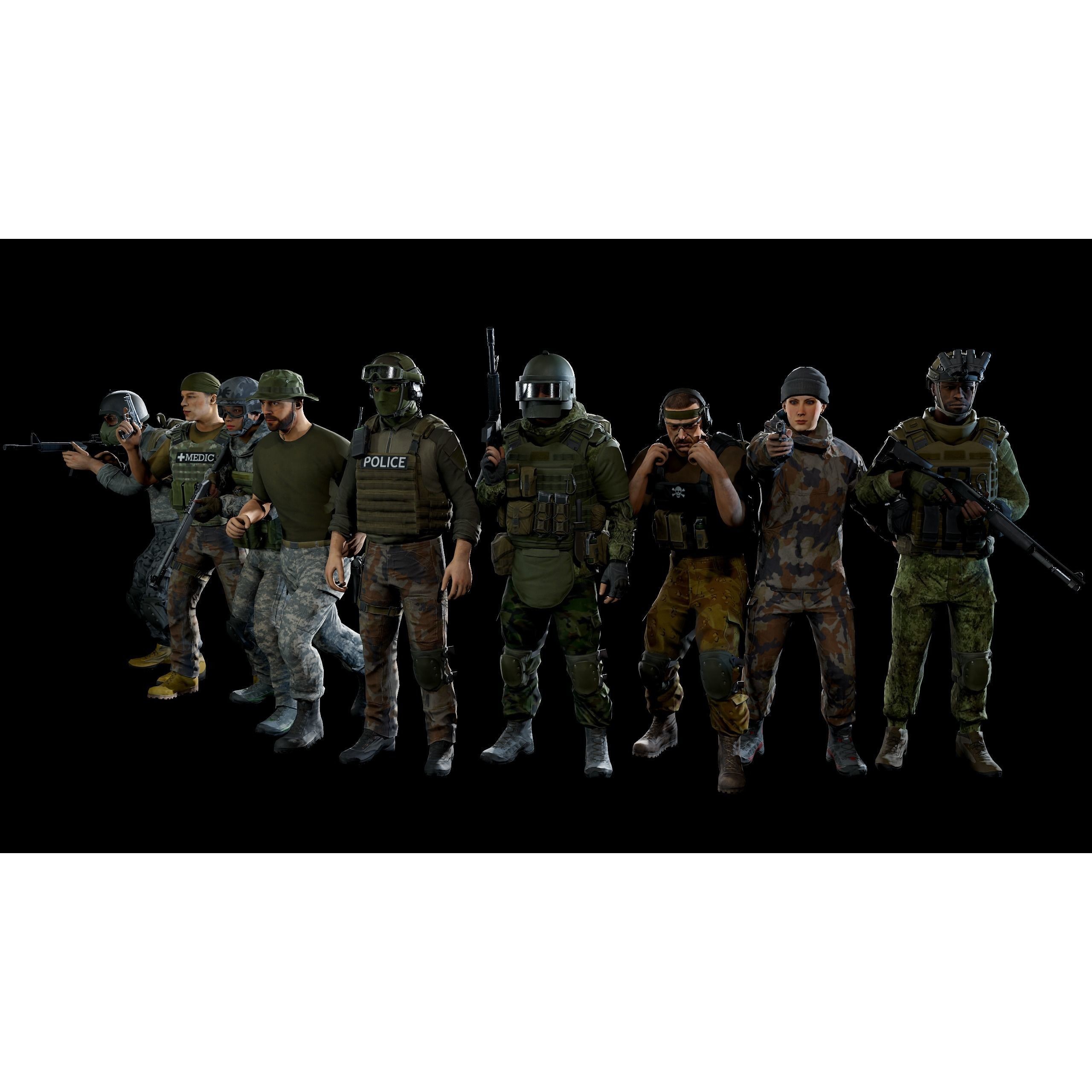 Modular Military Character - Low-Poly Game-Ready 3D Model - View 12