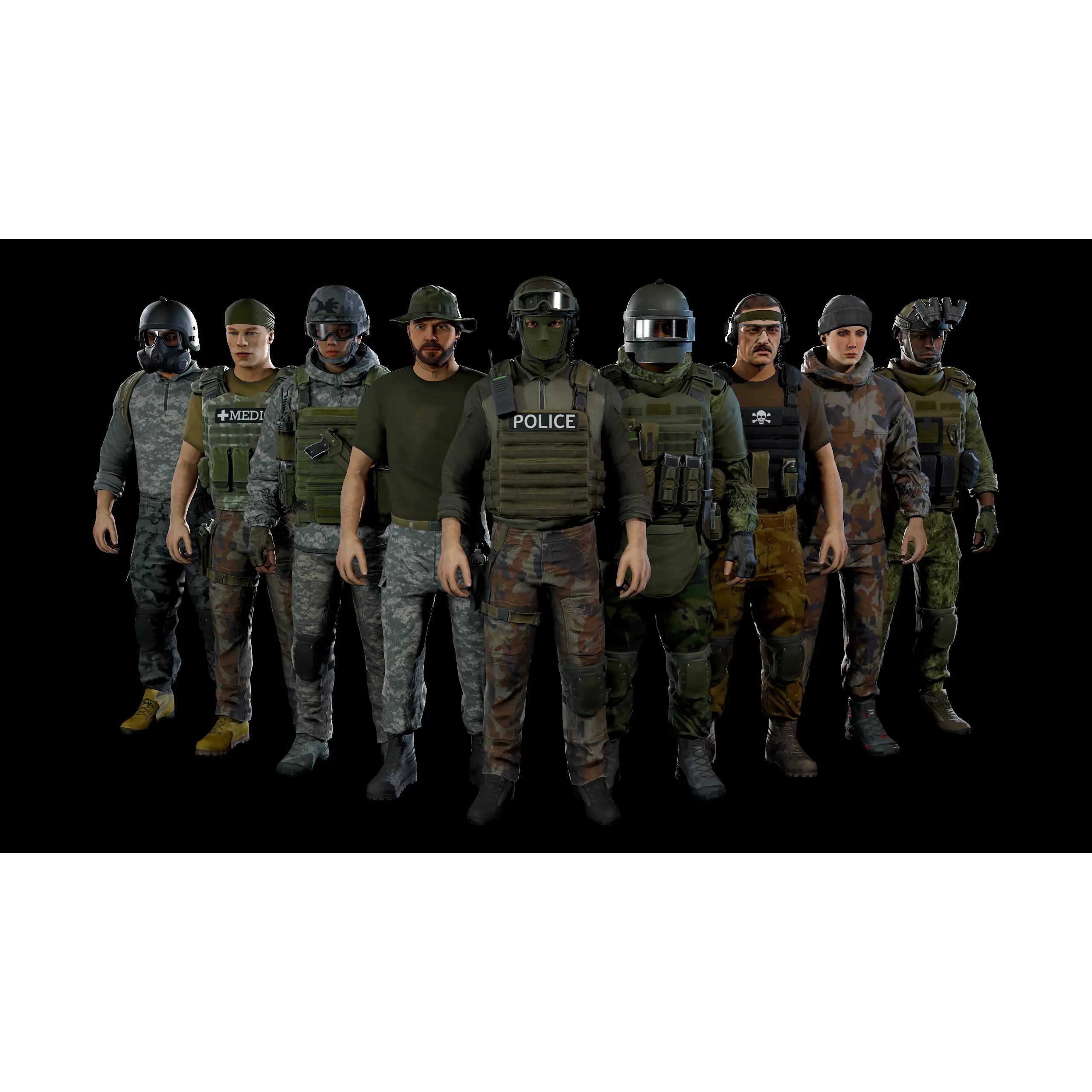 Modular Military Character - Low-Poly Game-Ready 3D Model - View 2