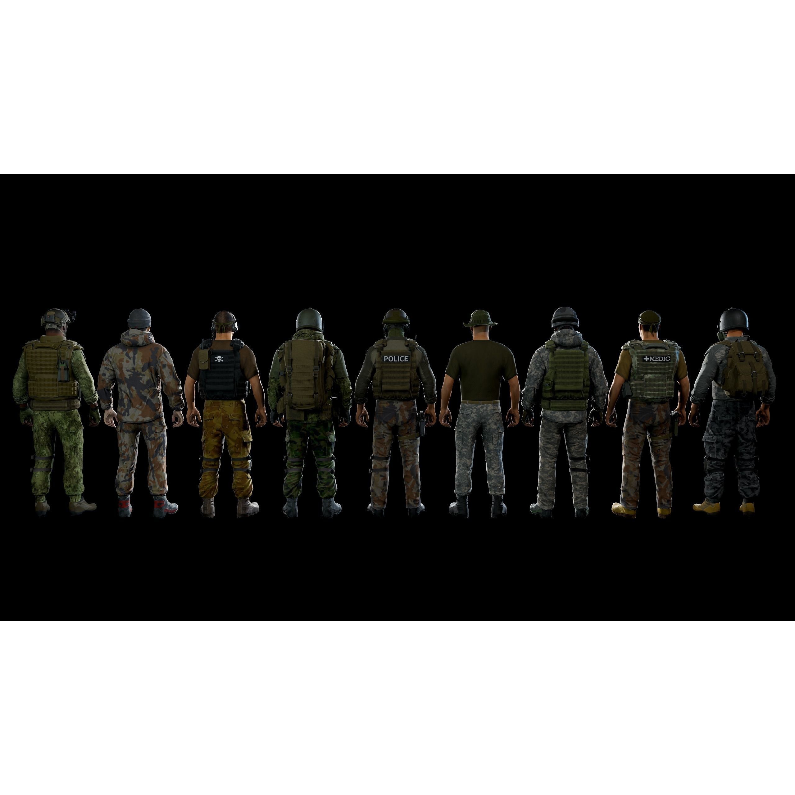 Modular Military Character - Low-Poly Game-Ready 3D Model - View 31