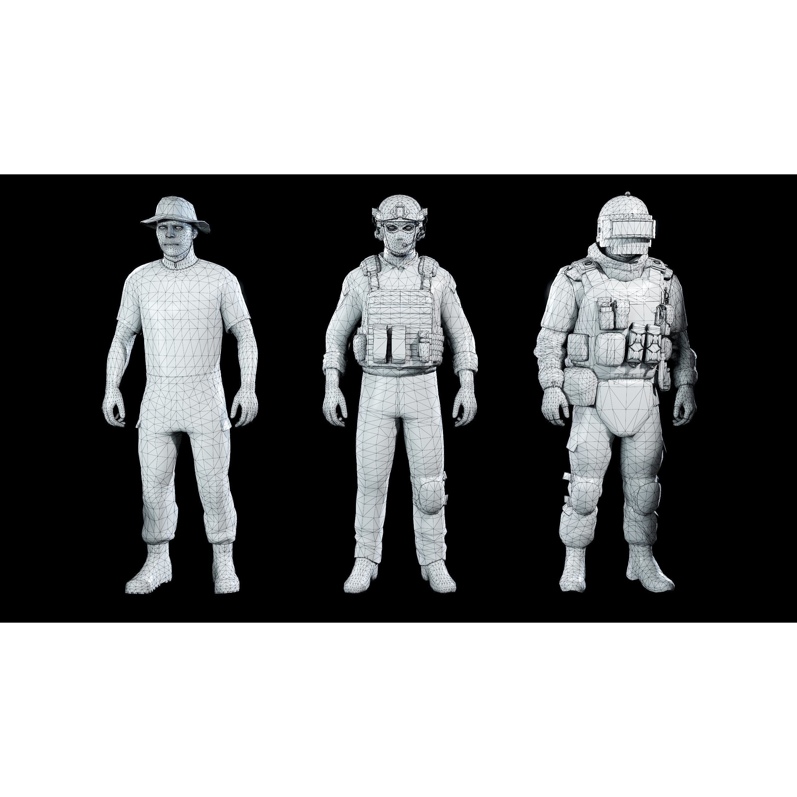 Modular Military Character - Low-Poly Game-Ready 3D Model - View 5