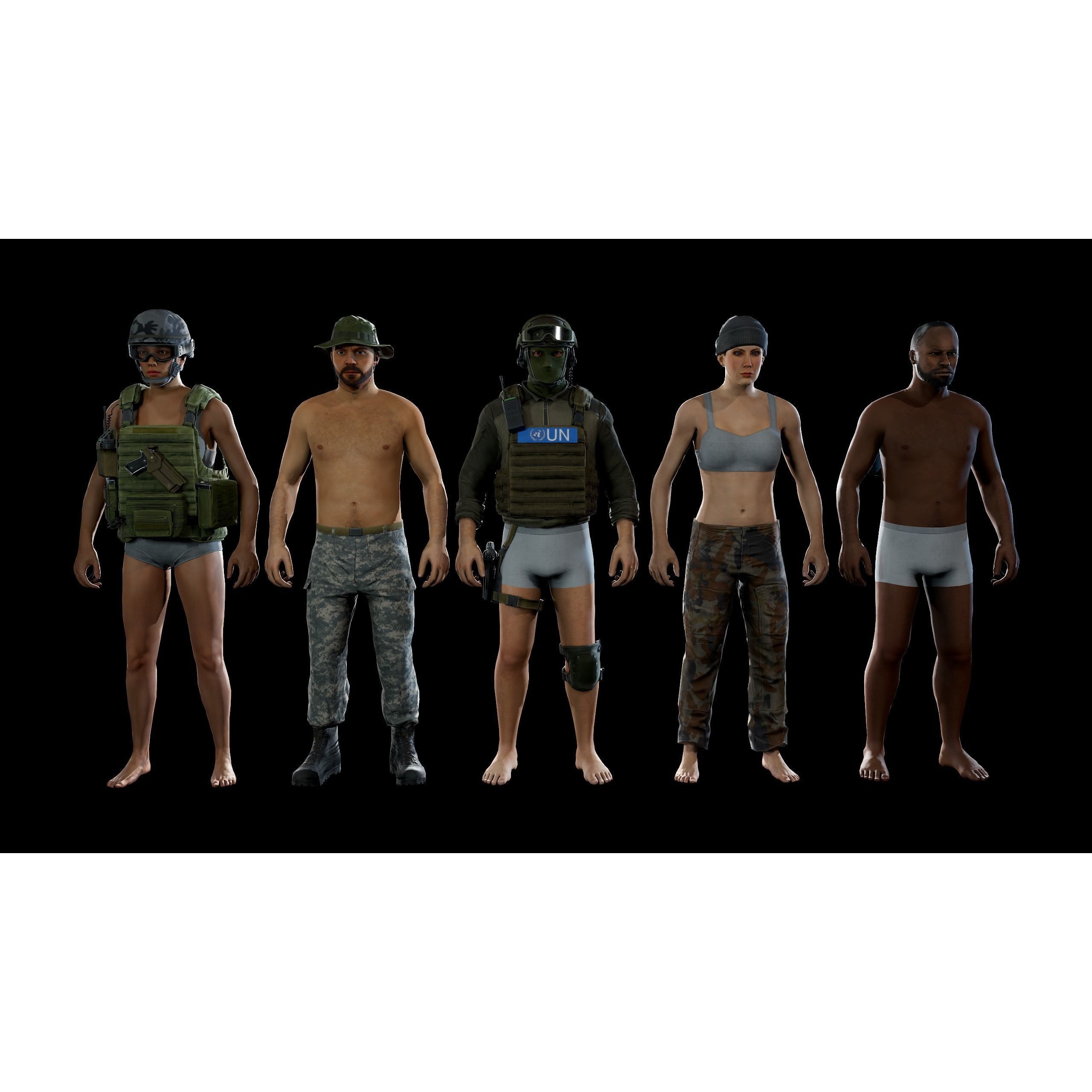 Modular Military Character - Low-Poly Game-Ready 3D Model - View 8
