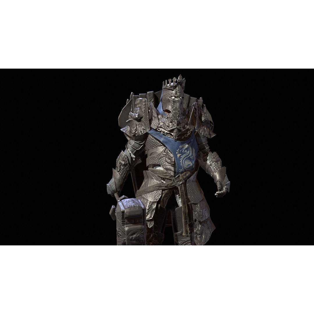 Paladin 3D Model – Low Poly Character Asset, Rigged, FBX - View 10