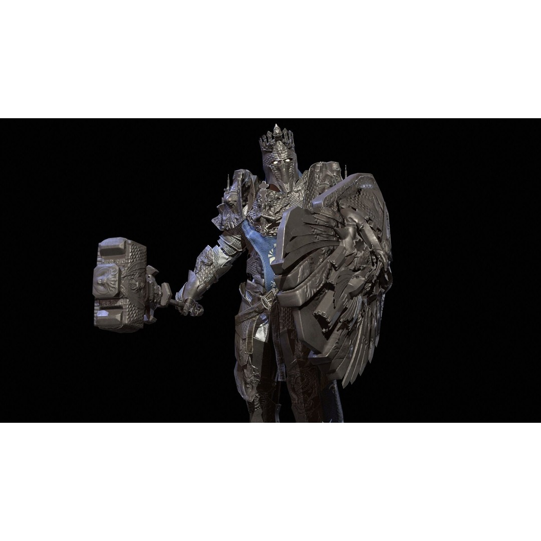 Paladin 3D Model – Low Poly Character Asset, Rigged, FBX - View 13